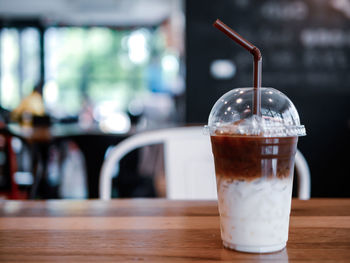 Close-up of drink in glass on table