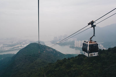 High angle view of overhead cable car