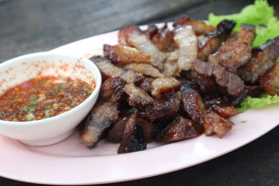 Close-up of meal served in plate