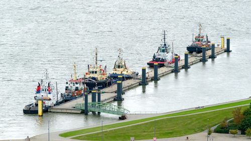 High angle view of pier over sea