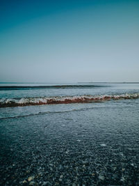 Scenic view of sea against clear sky