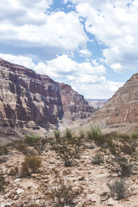 Scenic view of rocky mountains against sky