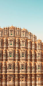 Low angle view of historical building against clear sky