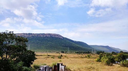 Scenic view of mountains against sky