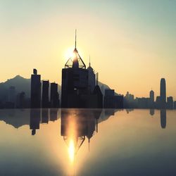 Scenic view of sea at sunset