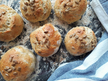 High angle view of cookies