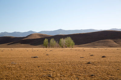 Scenic view of mountains against clear sky
