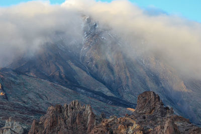 Scenic view of mountain range against sky