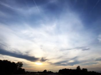 Low angle view of silhouette trees against sky during sunset