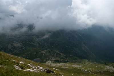 Scenic view of mountains against sky