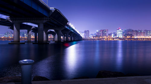 Han river and seoul city at night, viewed from yeouido hangang park of seoul, south korea