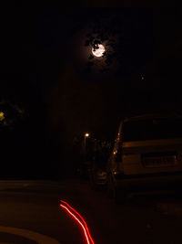 Light trails on road at night