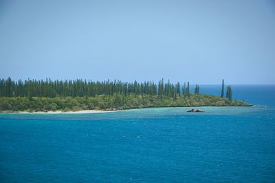 Scenic view of sea against clear sky