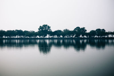 Scenic view of lake against clear sky