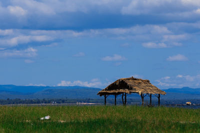 Scenic view of green landscape against sky