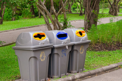 Garbage bin in park