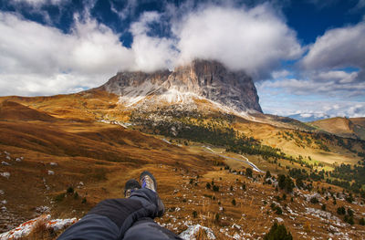 Low section of man on mountain in italy