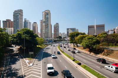 High angle view of traffic on city street