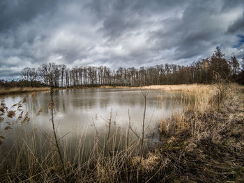 Scenic view of lake against sky