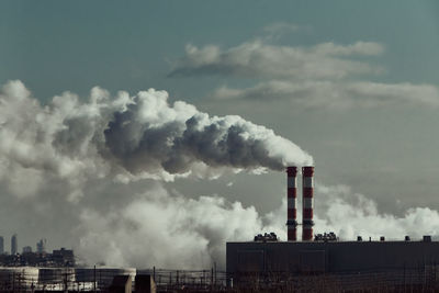 Smoke and clouds over industries in new jersey