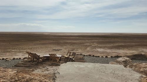 Scenic view of deck overlooking desert