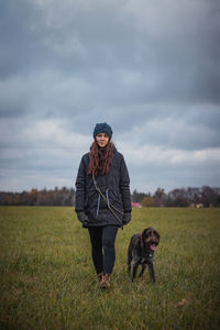 View of a dog on field