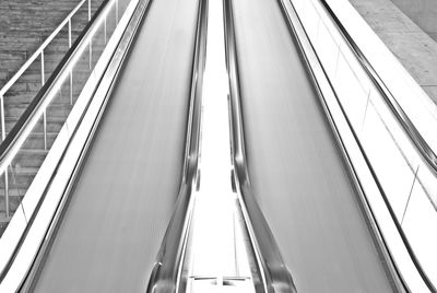 High angle view of moving walkway in building
