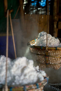 Close-up of wicker basket