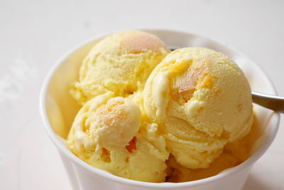 Close-up of ice cream in bowl