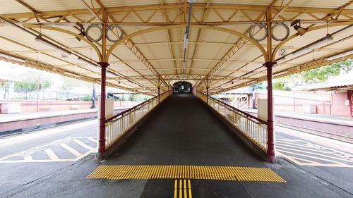 Empty railroad station platform