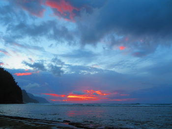 Scenic view of sea against sky during sunset