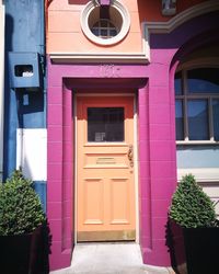 Closed door of building