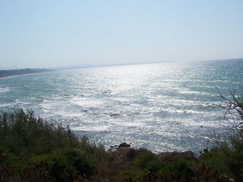 Scenic view of sea against clear sky