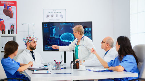 Female doctor working at clinic