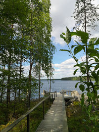 Wooden pier on the lake in central finland. 