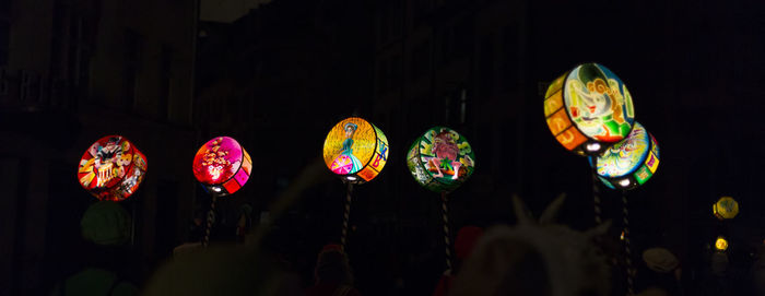 Multi colored light painting at night