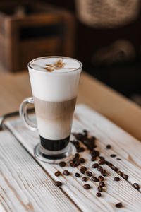 Close-up of coffee cup on table