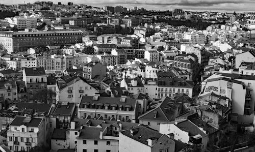 High angle shot of townscape of lisbon
