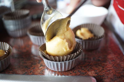 Close-up of cupcakes on table