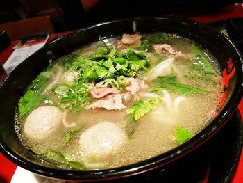 Close-up of soup in bowl