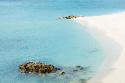 High angle view of rocks on beach