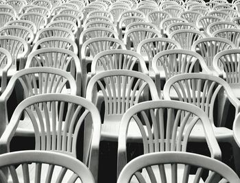 Empty chairs in row