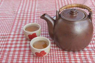 Tea cup on table