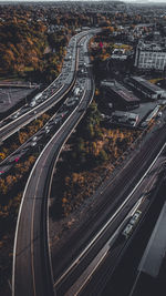 High angle view of highway in city