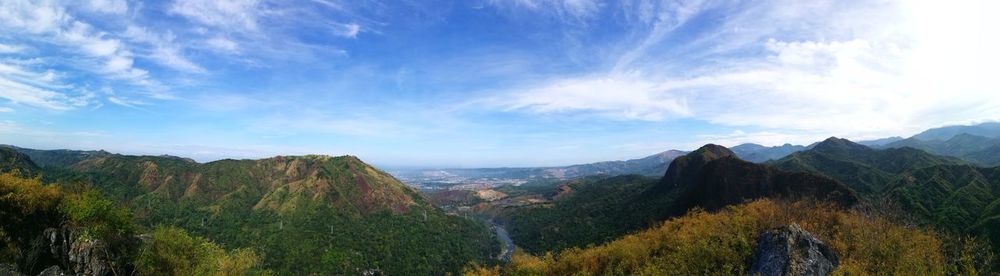 Panoramic view of landscape against cloudy sky