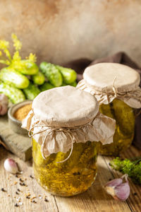 Close-up of food on table
