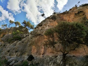 Low angle view of mountains against sky