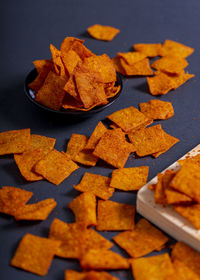 High angle view of food on table