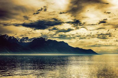 Scenic view of sea against sky during sunset