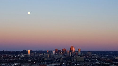 View of city at sunset